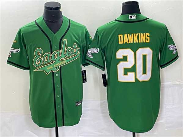Men%27s Philadelphia Eagles #20 Brian Dawkins Green Gold Cool Base Baseball Stitched Jersey->philadelphia eagles->NFL Jersey